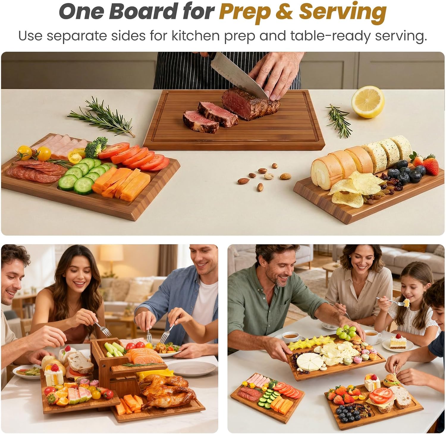 Meal Prep Cutting - Set di taglieri in bambù con