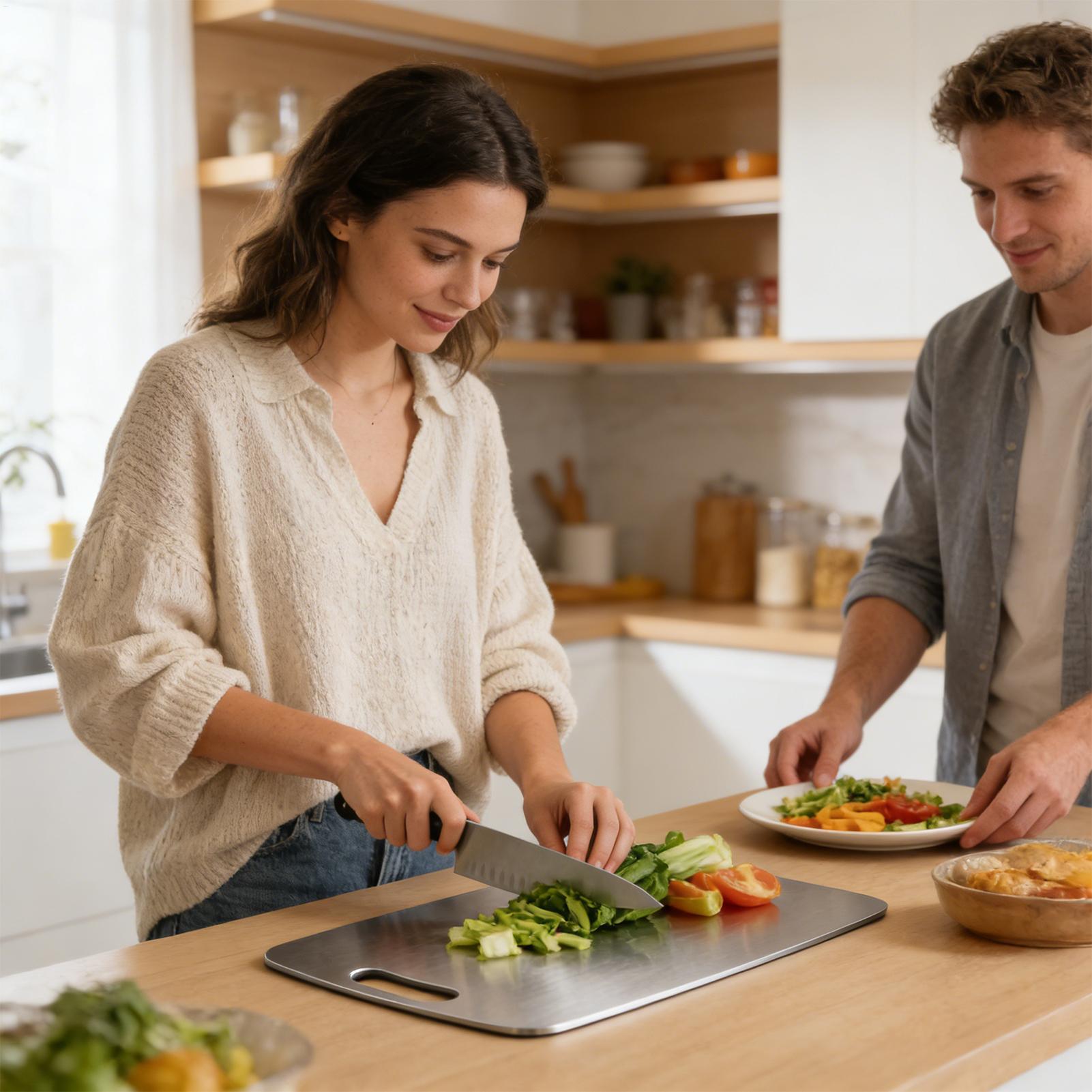 Meal Prep Cutting - Tagliere in acciaio inossidabile a doppia