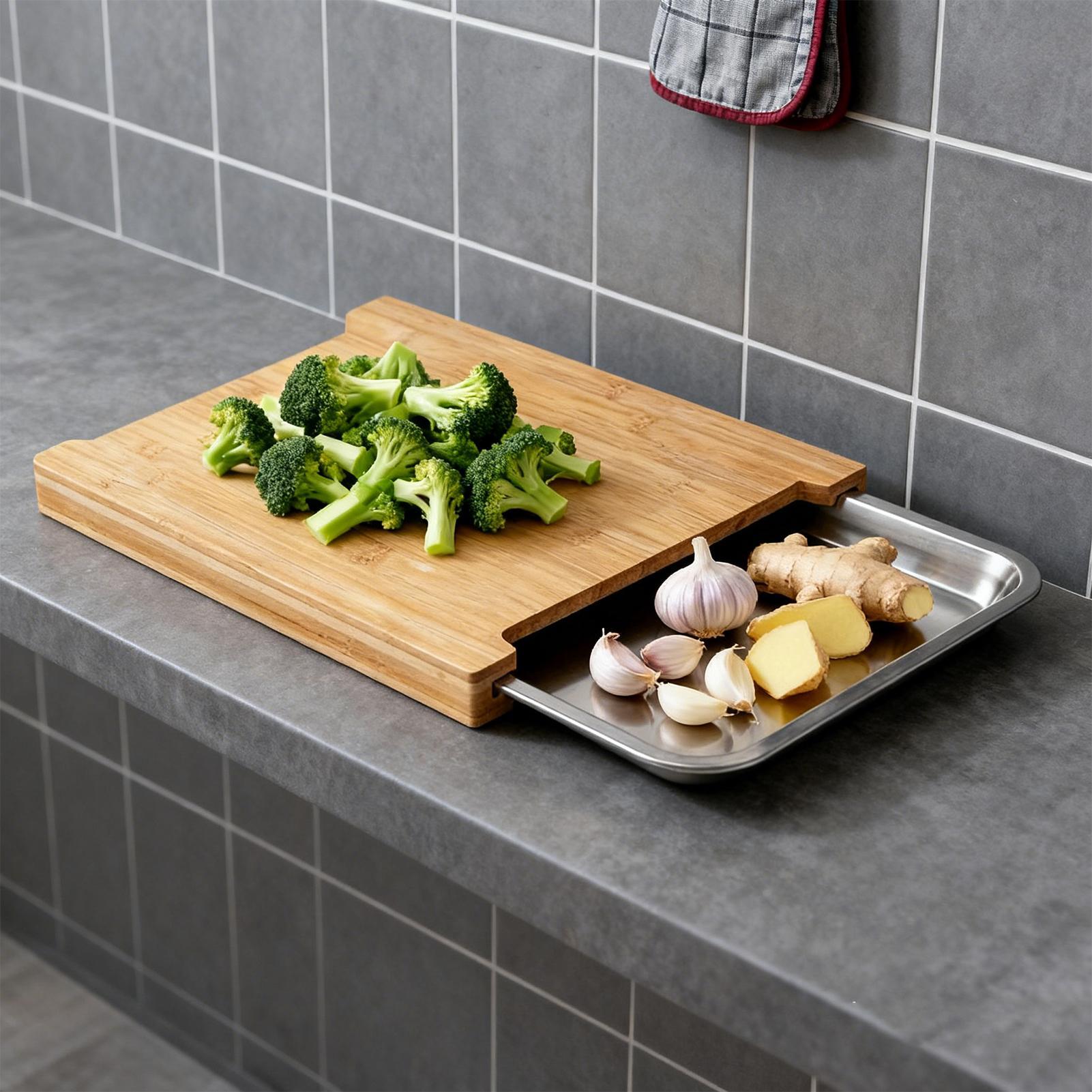 Meal Prep Food - Tagliere in Legno Antiscivolo per Preparazione