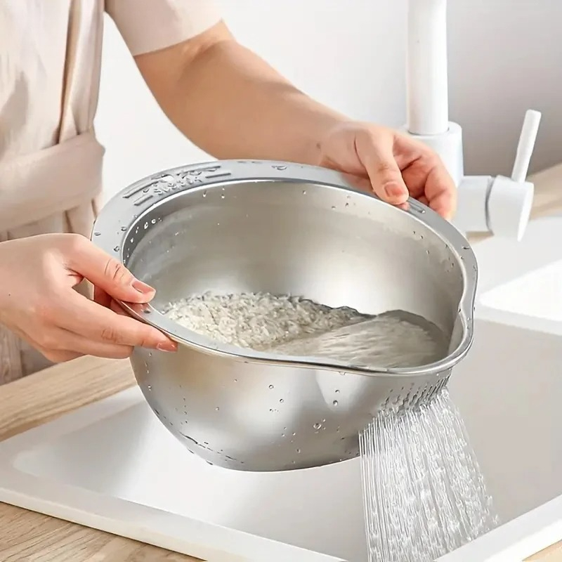 Meal Prep Rice - Ciotola Scolapasta in Acciaio Inossidabile Antiruggine