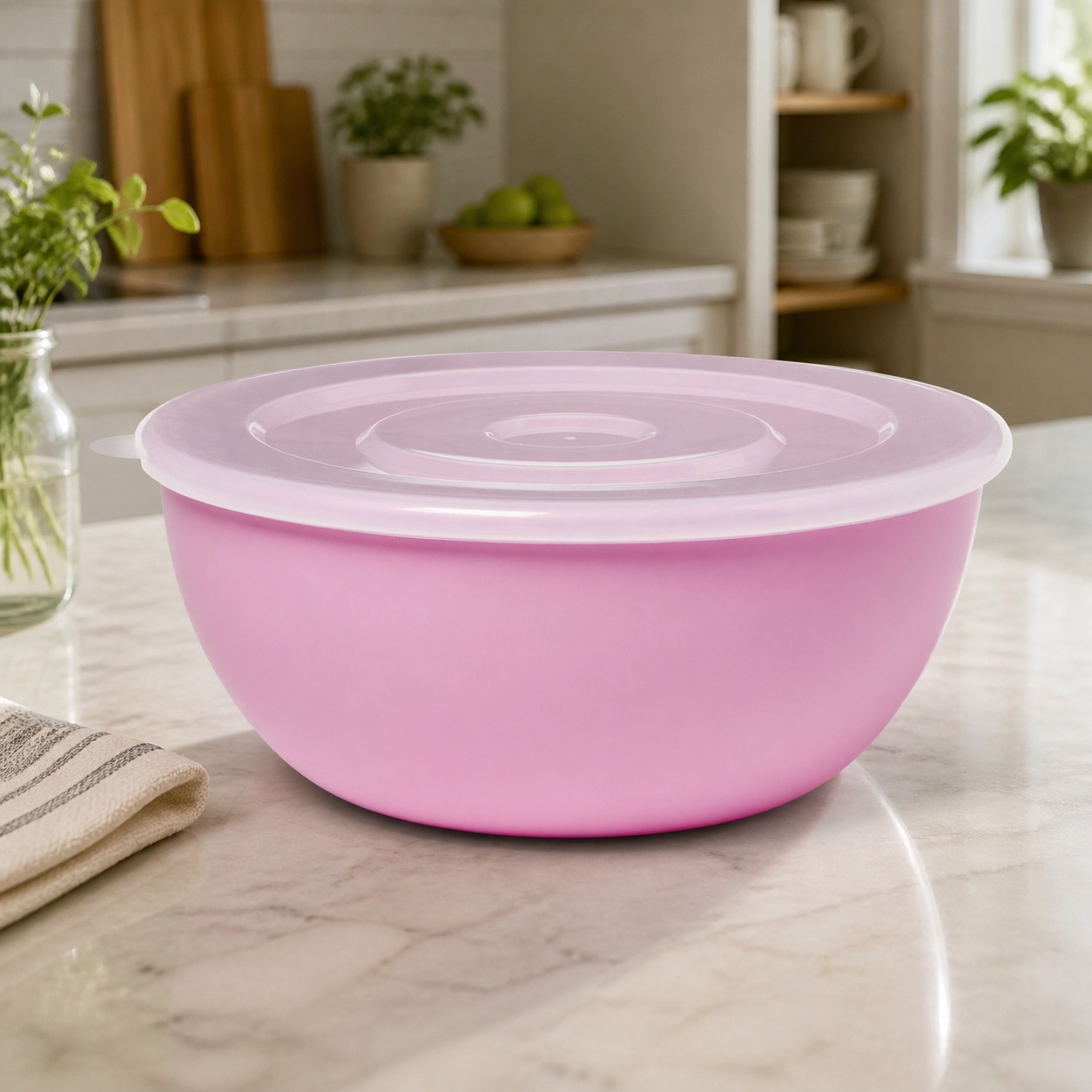 Meal Prep Food - Ciotola Rosa con Coperchio Abbinato, Contenitore