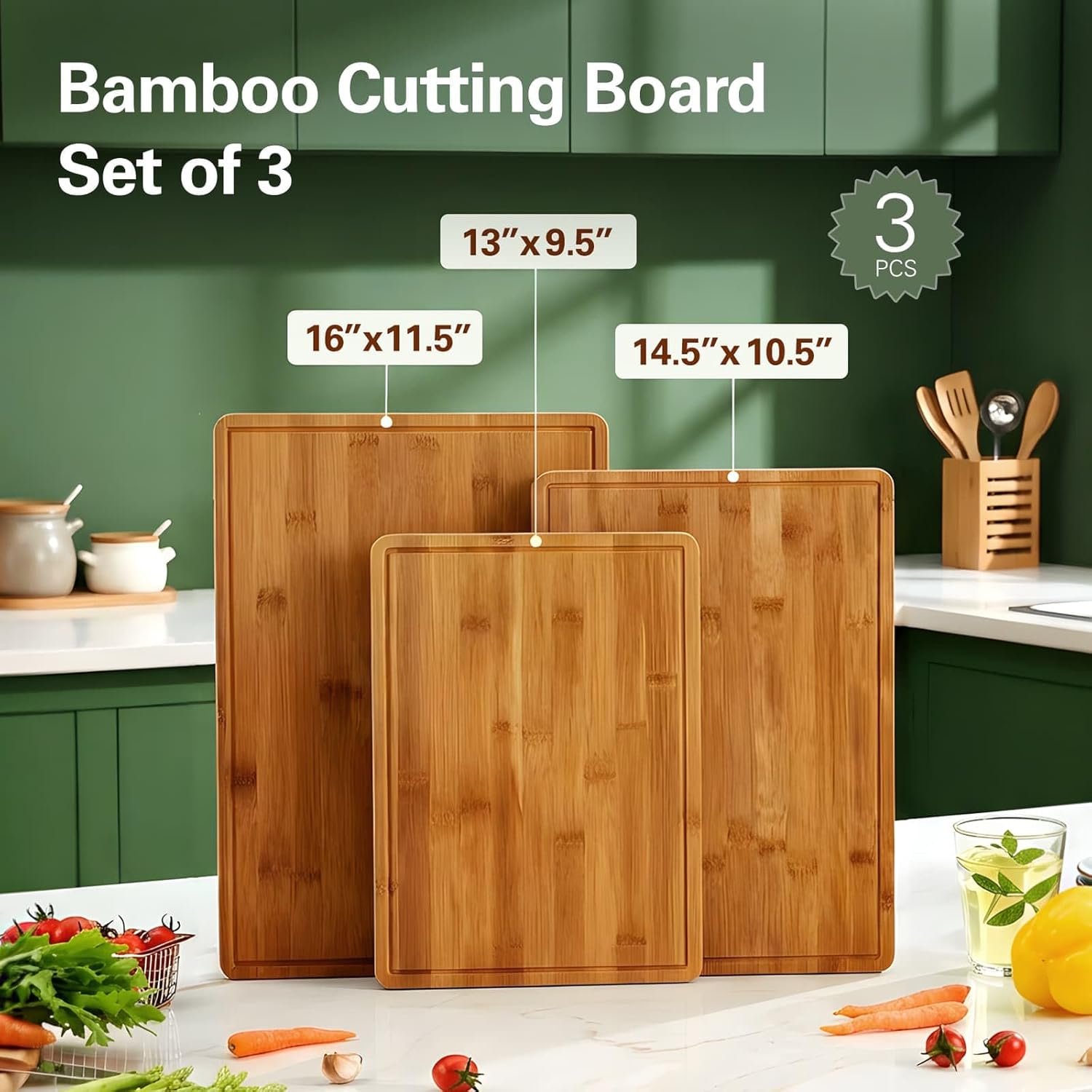 Set di 3 Taglieri in Bambù per - Meal Prep Cutting recensione e prezzo
